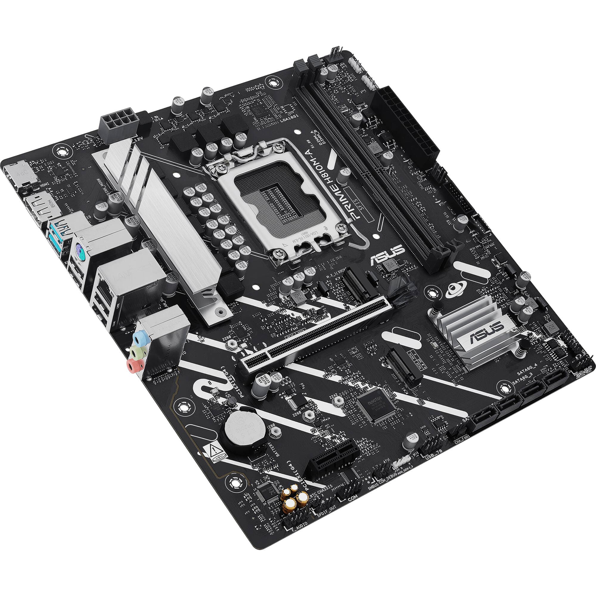 ASUS PRIME H810M-A CSM microATX motherboard with LGA 1851 socket, DDR5 support, and dual M.2 slots