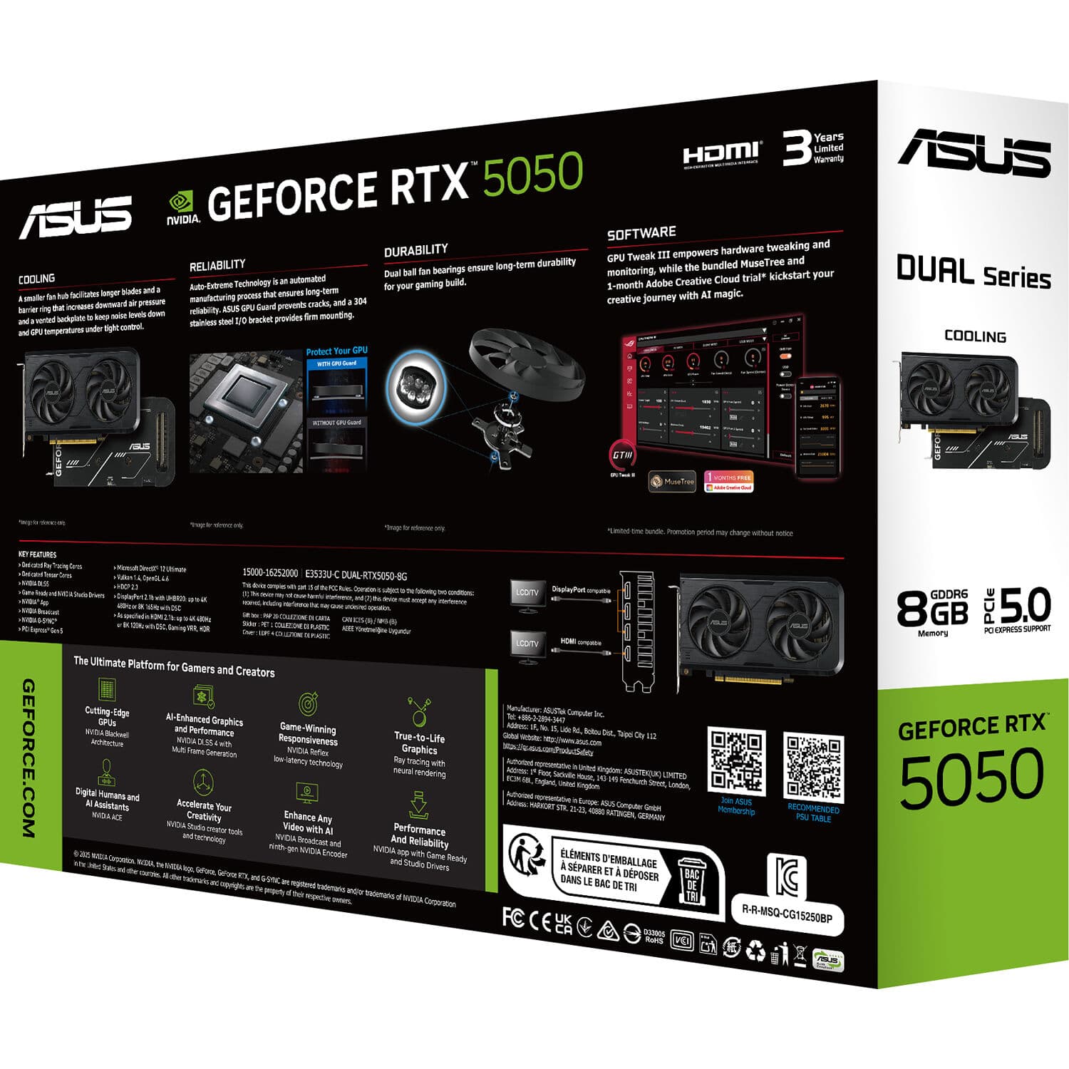 ASUS Prime GeForce RTX 5050 O8G graphics card with triple-fan cooling and 2.5-slot design