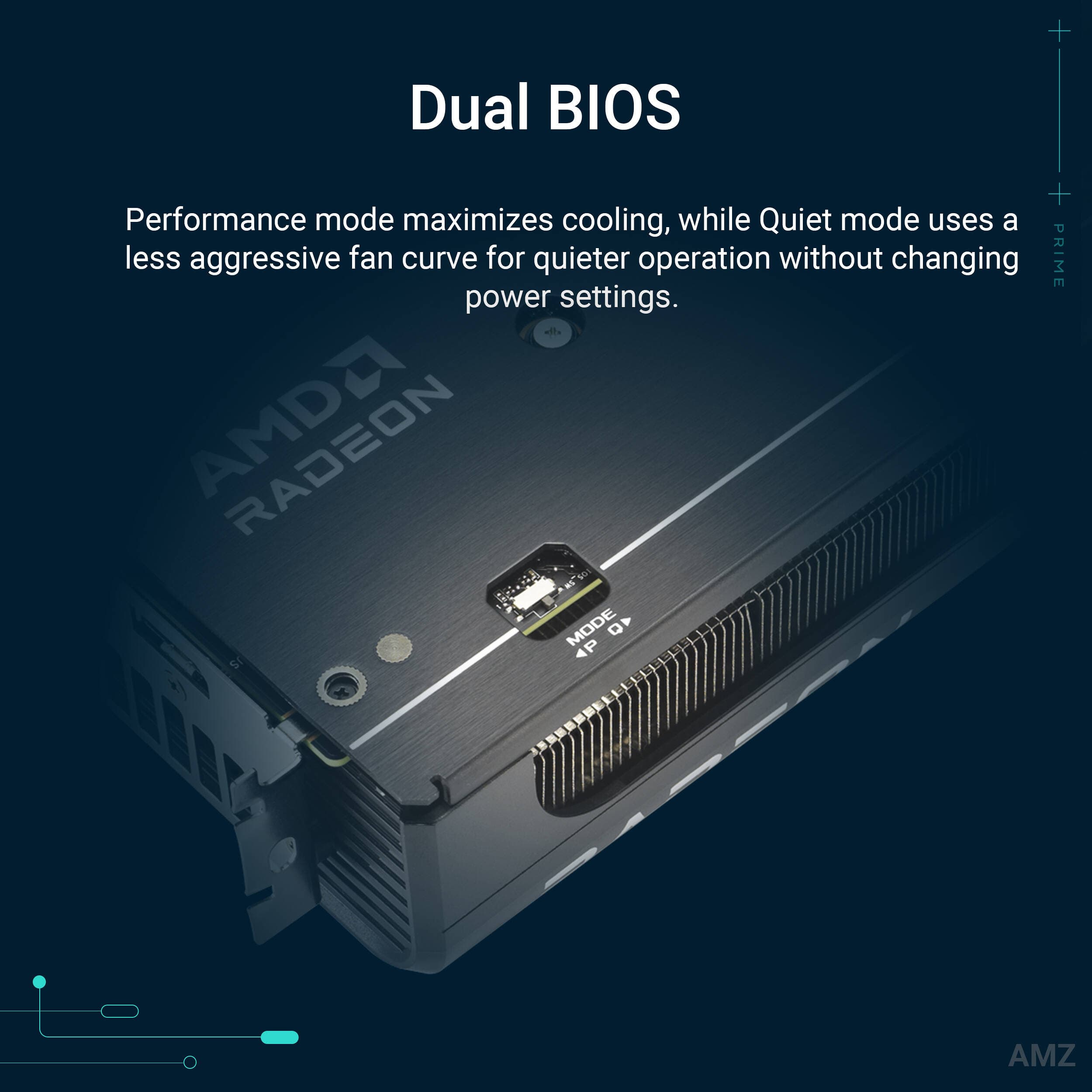 ASUS PRIME RX 9060 XT O8G graphics card with dual fans and 2.5-slot cooler