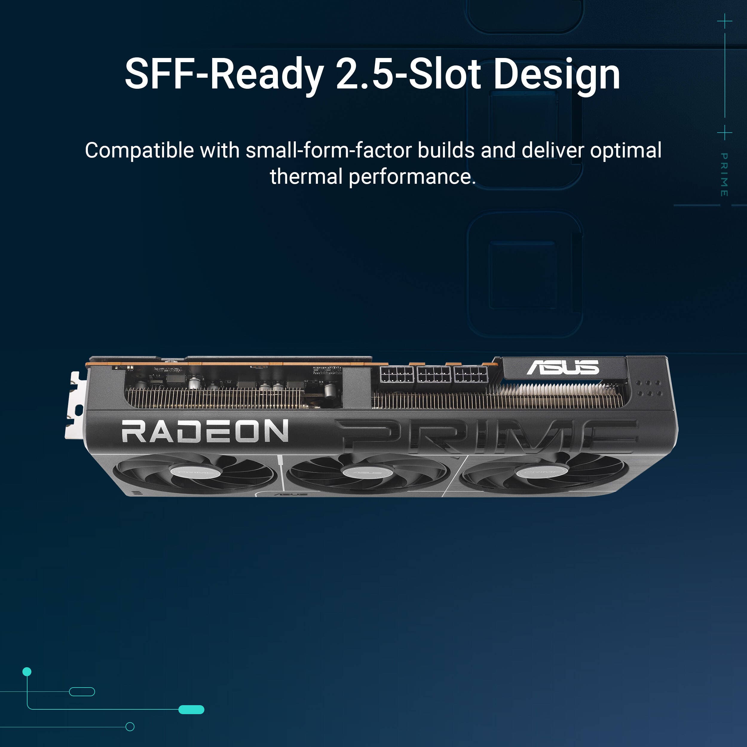 ASUS PRIME RX 9070 XT O16G graphics card with triple-fan cooling and 16 GB GDDR6 memory