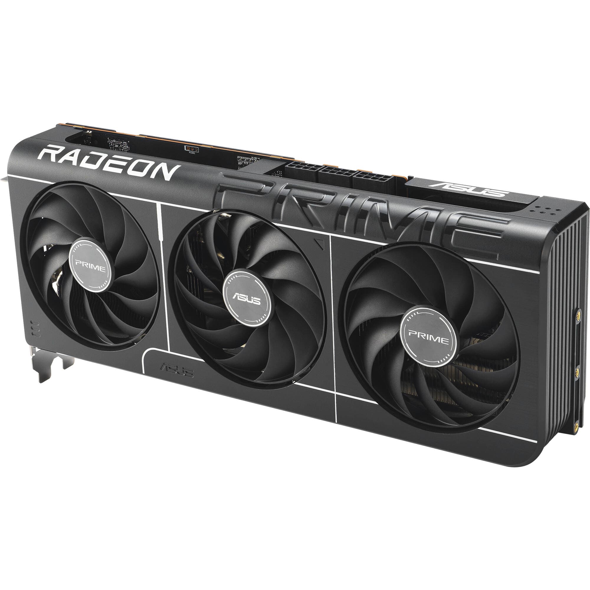 ASUS PRIME RX 9070 XT O16G graphics card with triple-fan cooling and 16 GB GDDR6 memory