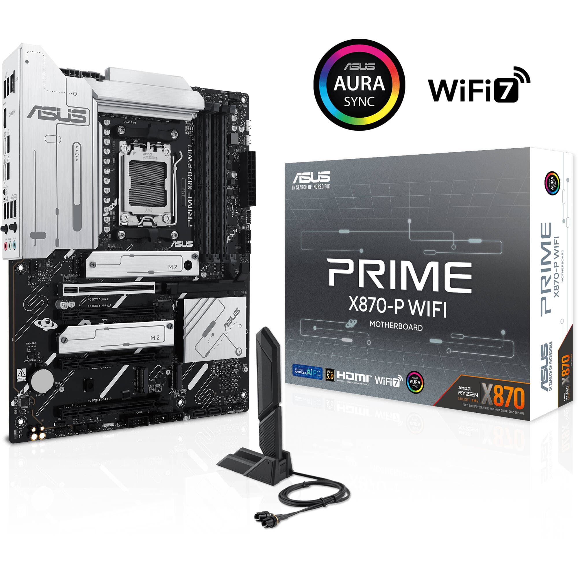 ASUS PRIME X870-P WIFI ATX motherboard for AMD AM5 processors with Wi-Fi 7 and PCIe 5.0