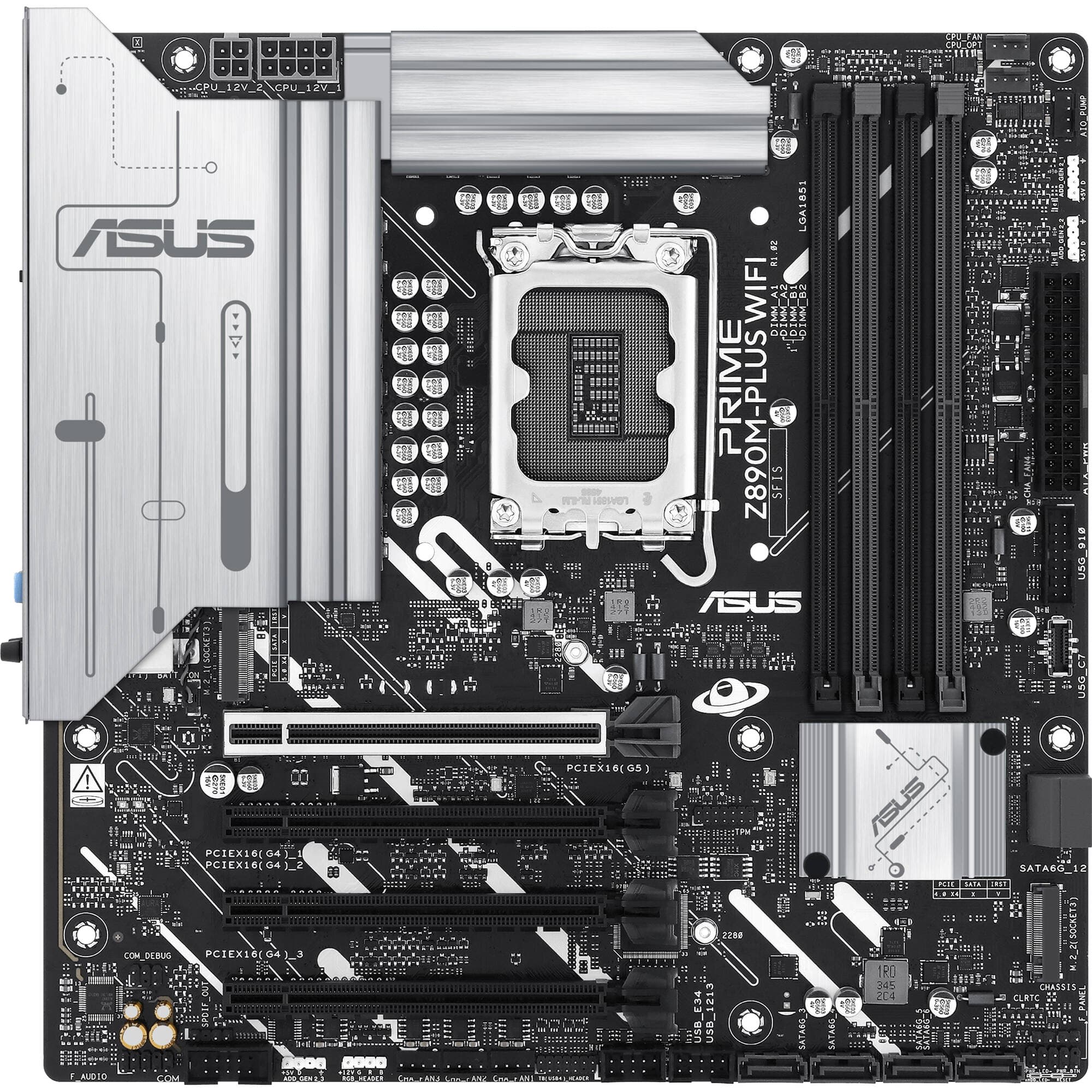 ASUS PRIME Z890M-PLUS WIFI micro-ATX motherboard with LGA 1851 socket, DDR5, Wi-Fi 7, and 3 M.2 slots
