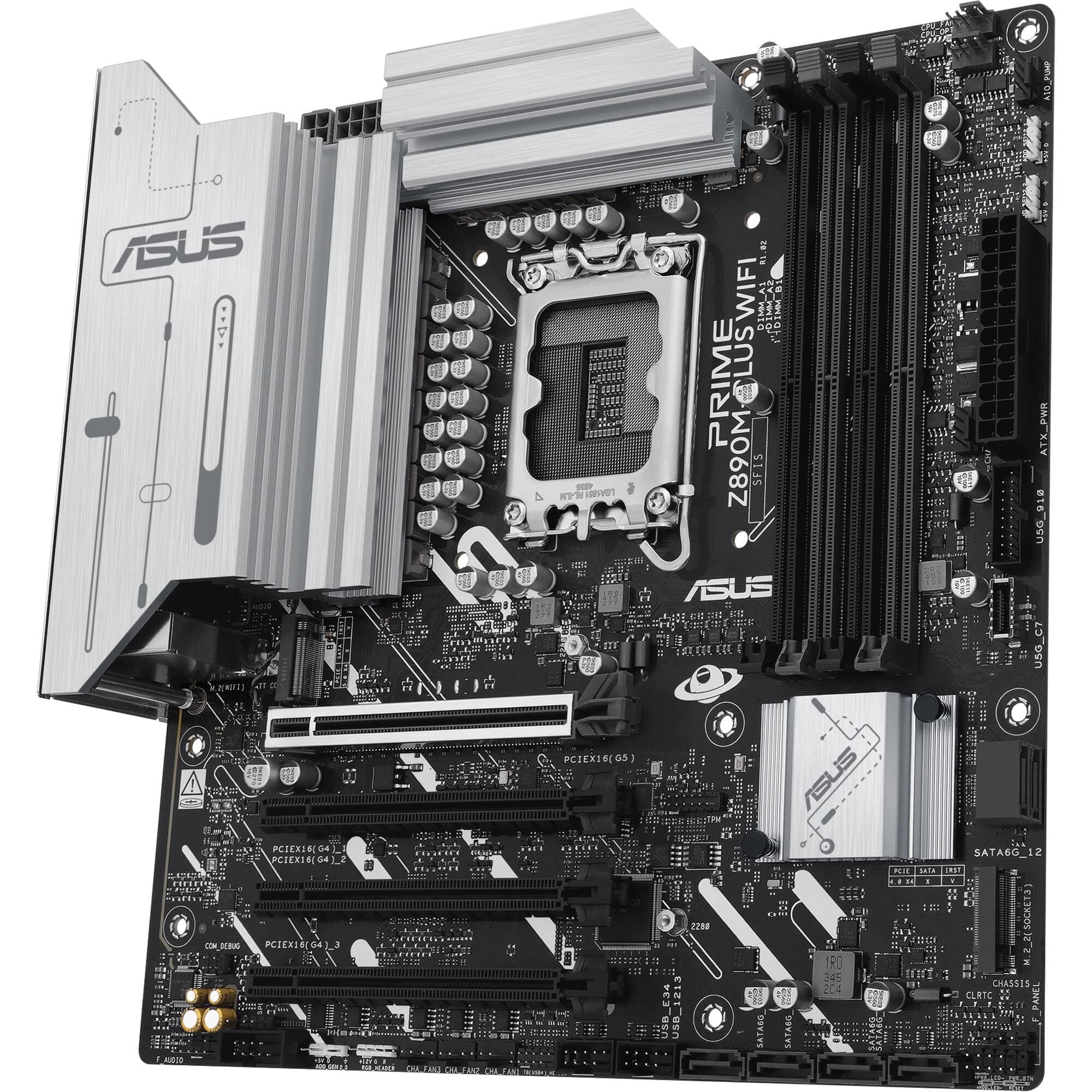 ASUS PRIME Z890M-PLUS WIFI micro-ATX motherboard with LGA 1851 socket, DDR5, Wi-Fi 7, and 3 M.2 slots