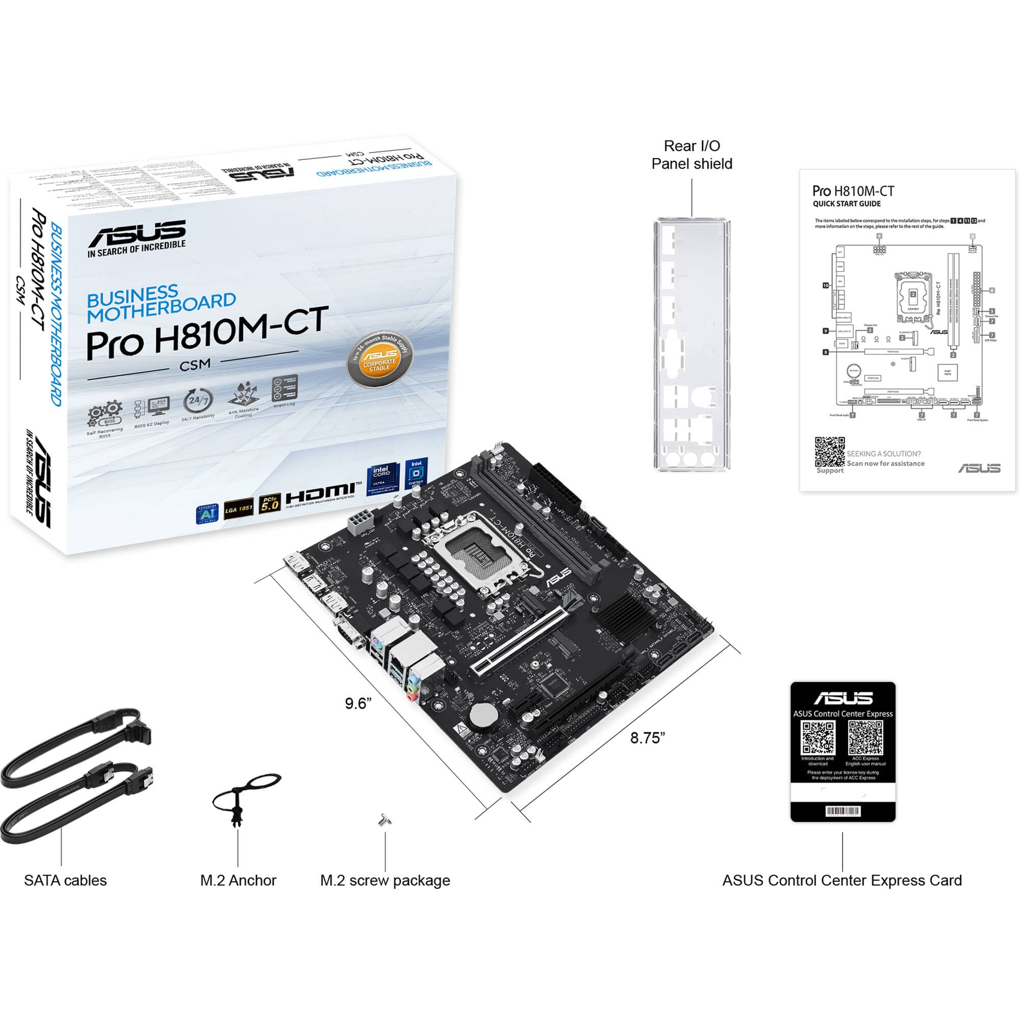 ASUS PRO H810M-CT-CSM Micro-ATX Intel H810 business motherboard with DDR5 and HDMI
