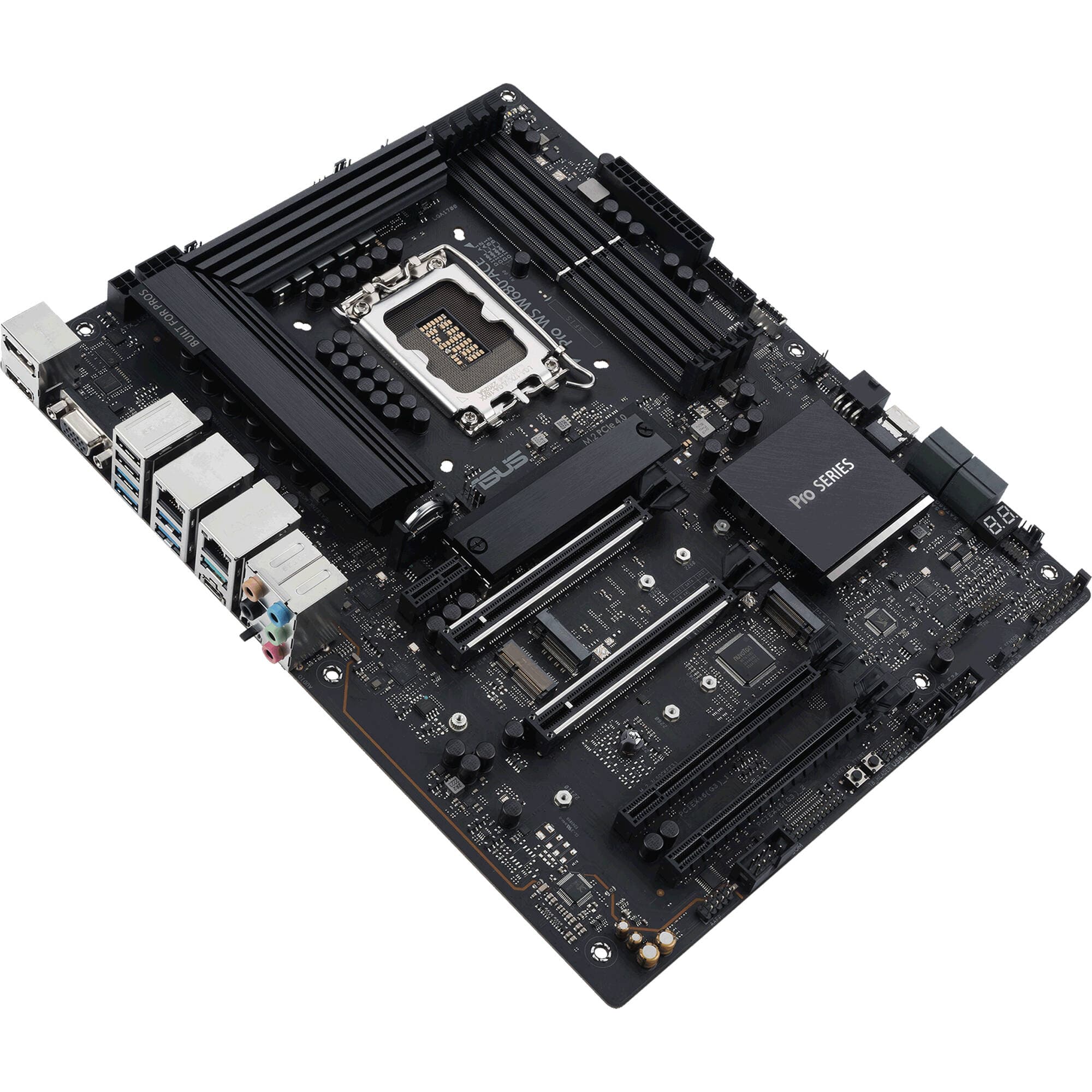 ASUS PRO WS W680-ACE ATX workstation motherboard with LGA 1700 socket, DDR5 ECC support, and dual 2.5 Gb LAN