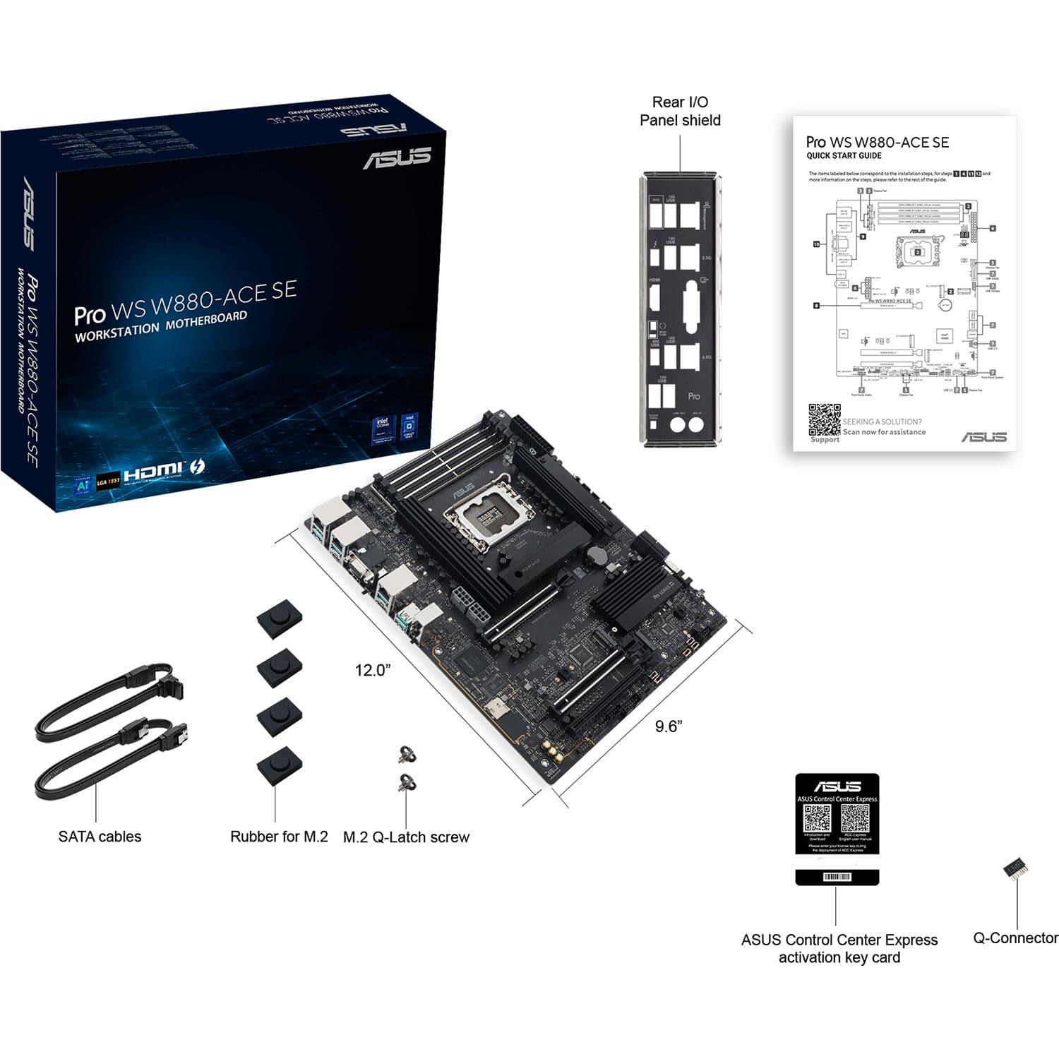 ASUS Pro WS W880 ACE SE ATX workstation motherboard with LGA 1851, Thunderbolt 4, and dual 2.5 GbE