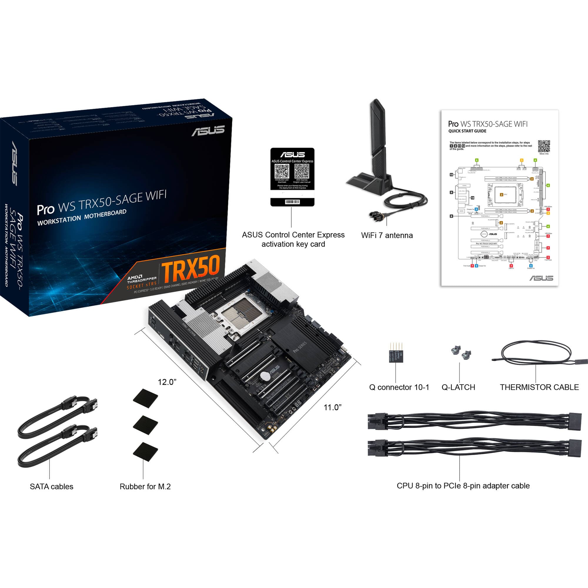 ASUS PRO WS TRX50-SAGE WIFI workstation motherboard with TRX50 platform and integrated WiFi