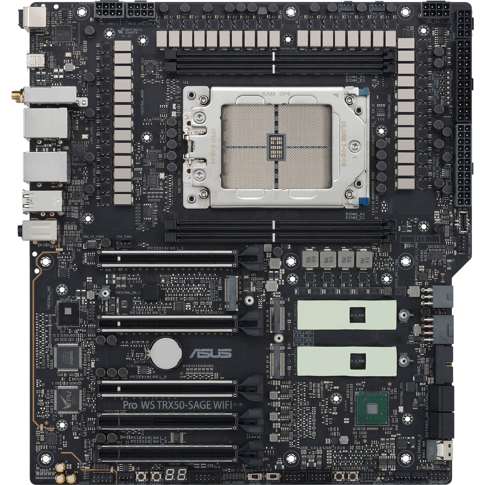 ASUS PRO WS TRX50-SAGE WIFI workstation motherboard with TRX50 platform and integrated WiFi