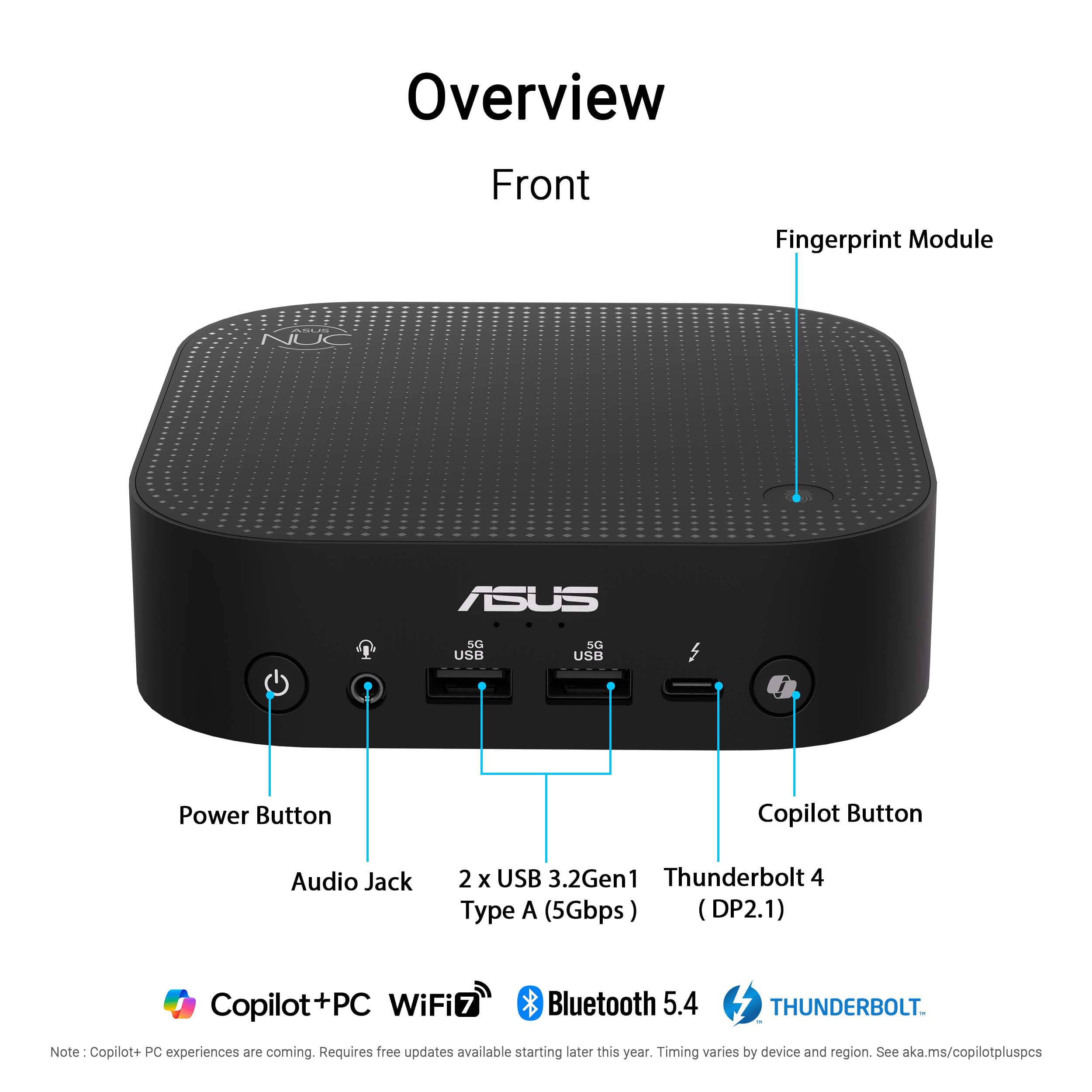 ASUS NUC 14 Pro AI Copilot+ mini PC with Core Ultra 7, 32 GB memory, 1 TB SSD, and VESA mount