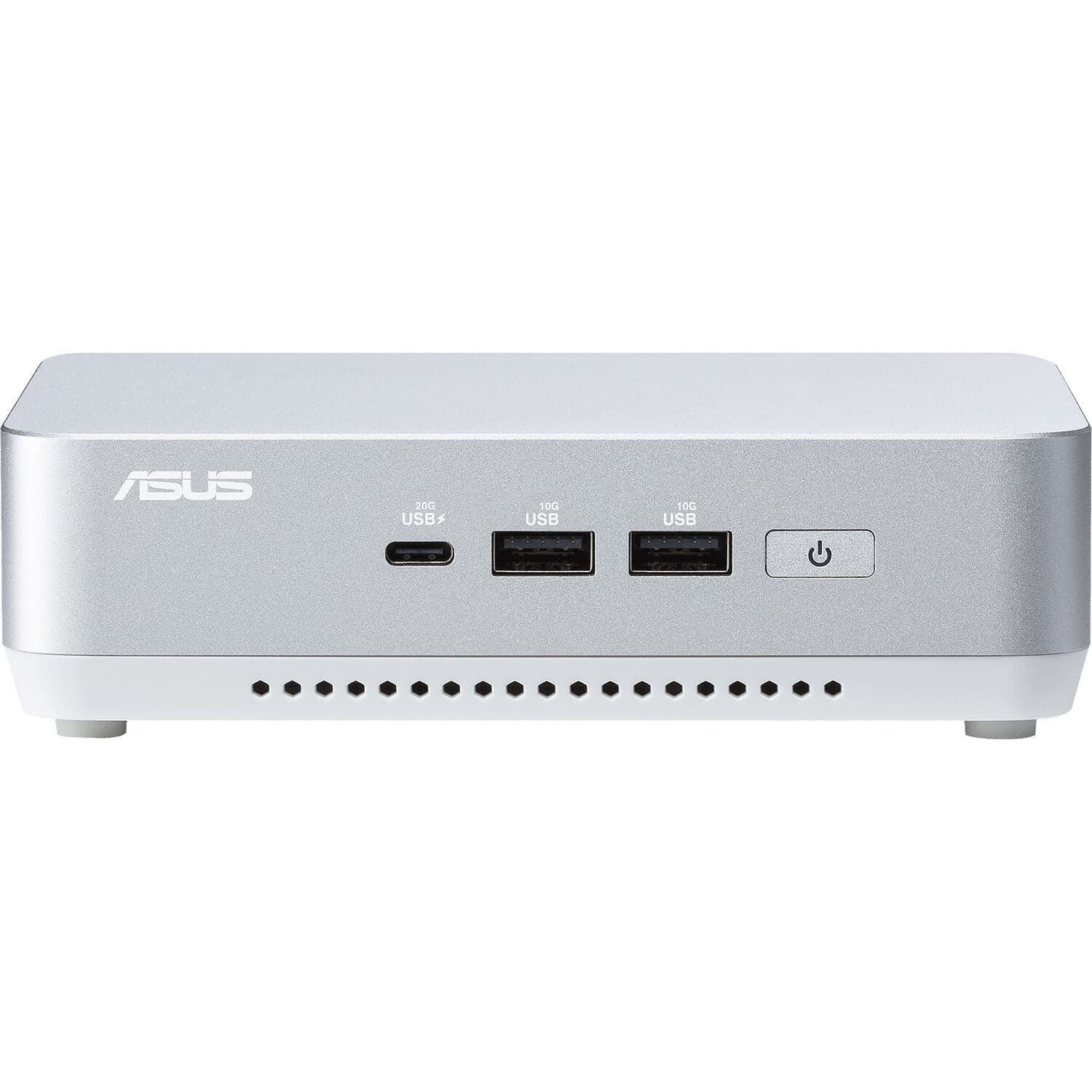 ASUS NUC 14 Pro+ mini PC in silver aluminum chassis with Thunderbolt 4 and VESA mount support