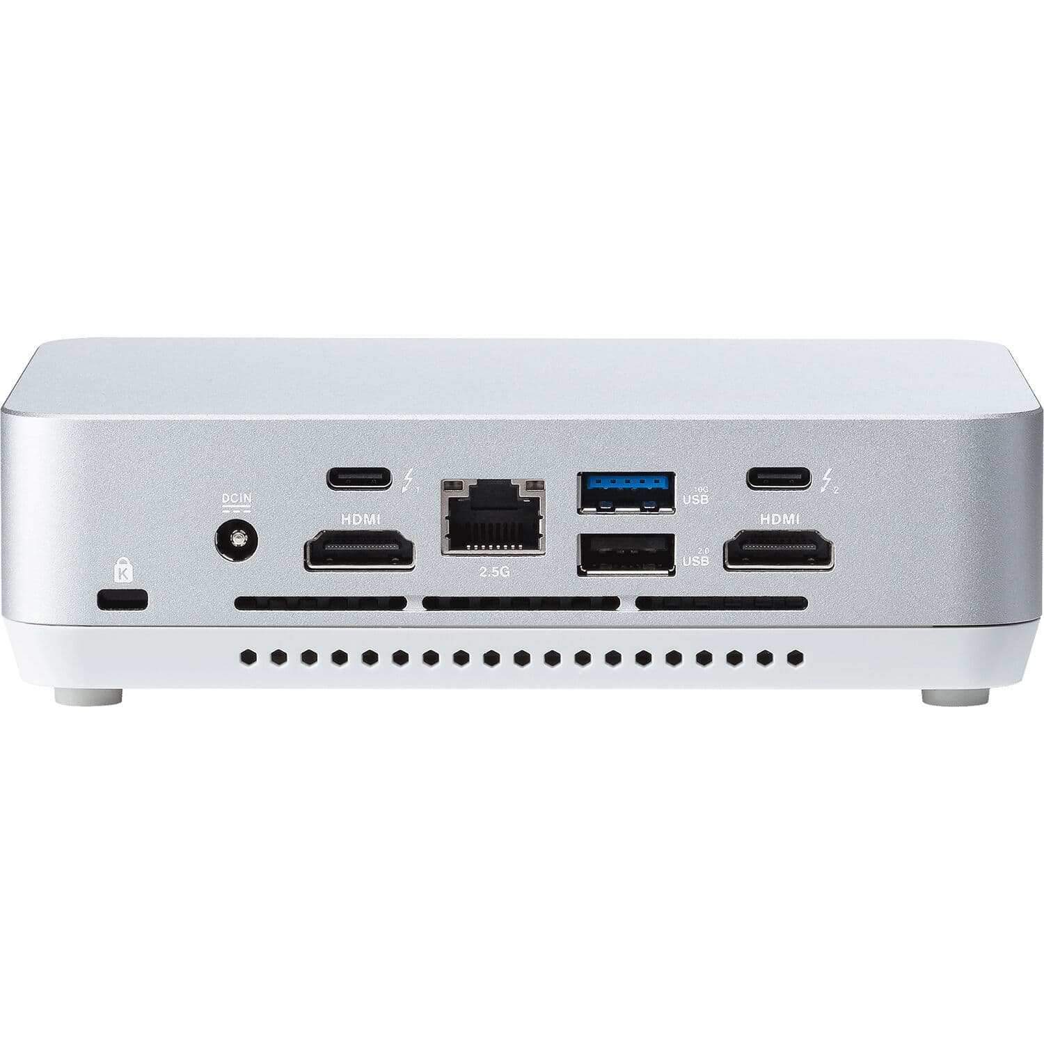 ASUS NUC 14 Pro+ mini PC in silver aluminum chassis with Thunderbolt 4 and VESA mount support