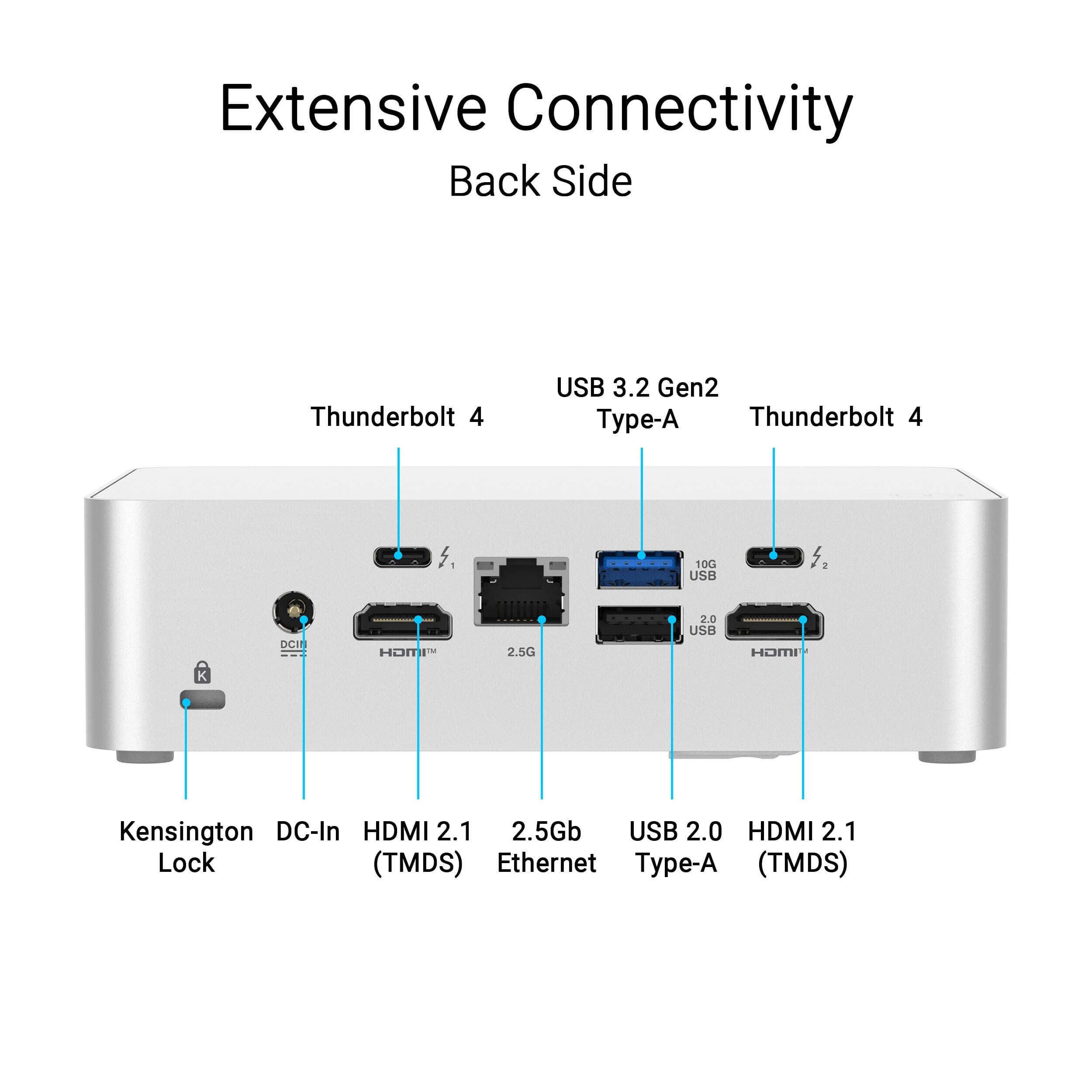 ASUS RNUC15CRSU50000U mini PC with silver aluminum chassis and VESA mount support