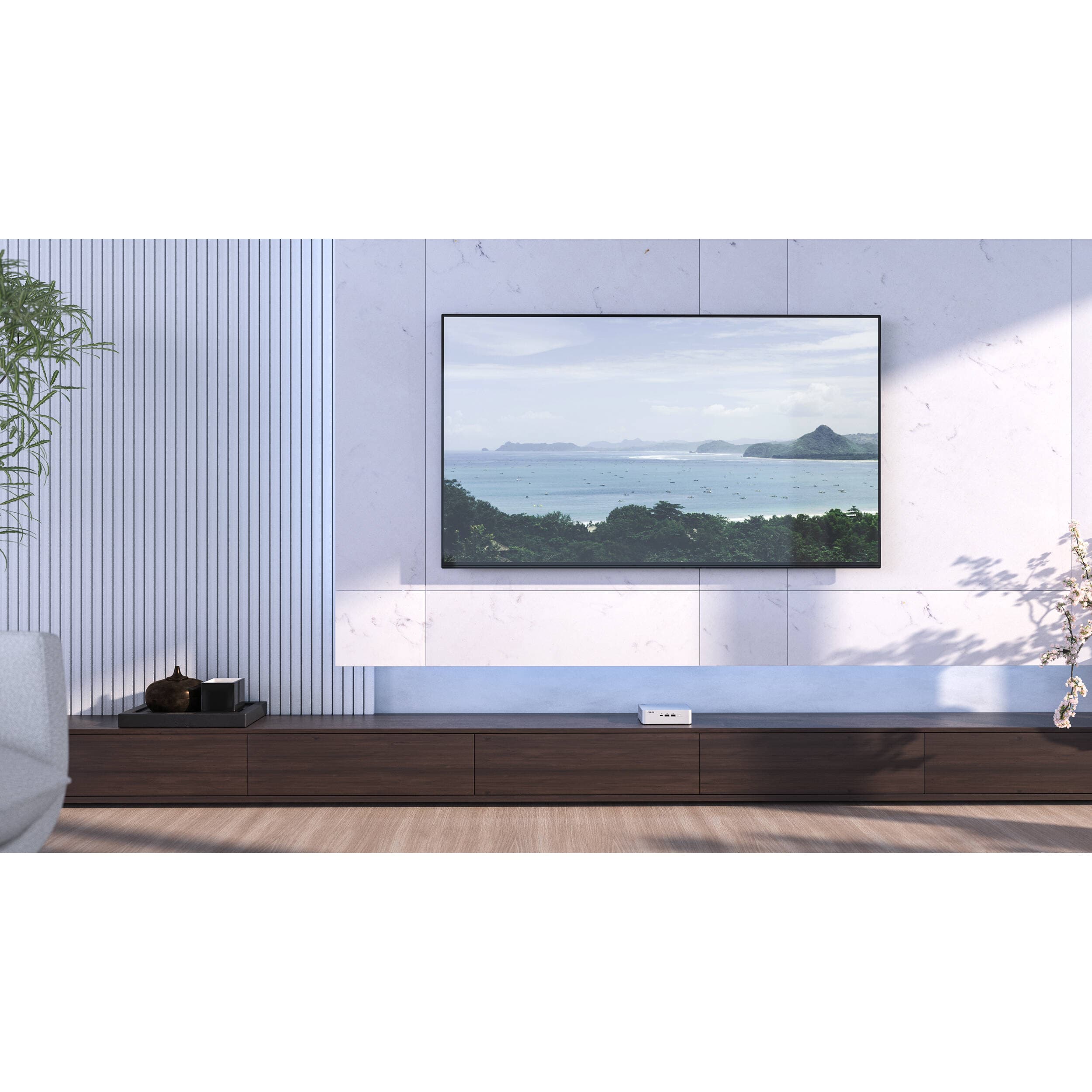 ASUS RNUC15CRSU50000U mini PC with silver aluminum chassis and VESA mount support