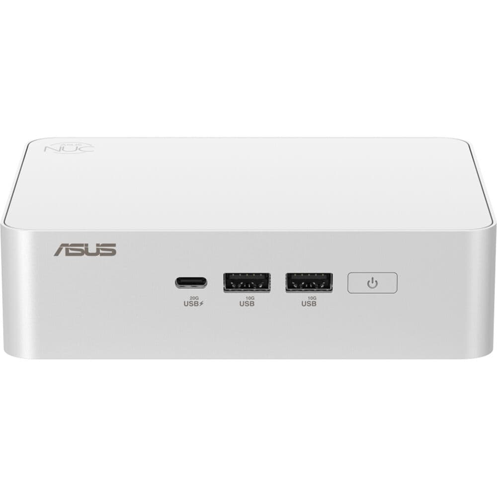 ASUS NUC 15 Pro+ mini PC with Core Ultra 9 285H, 32GB DDR5, 1TB NVMe SSD, Thunderbolt 4, and silver aluminum chassis