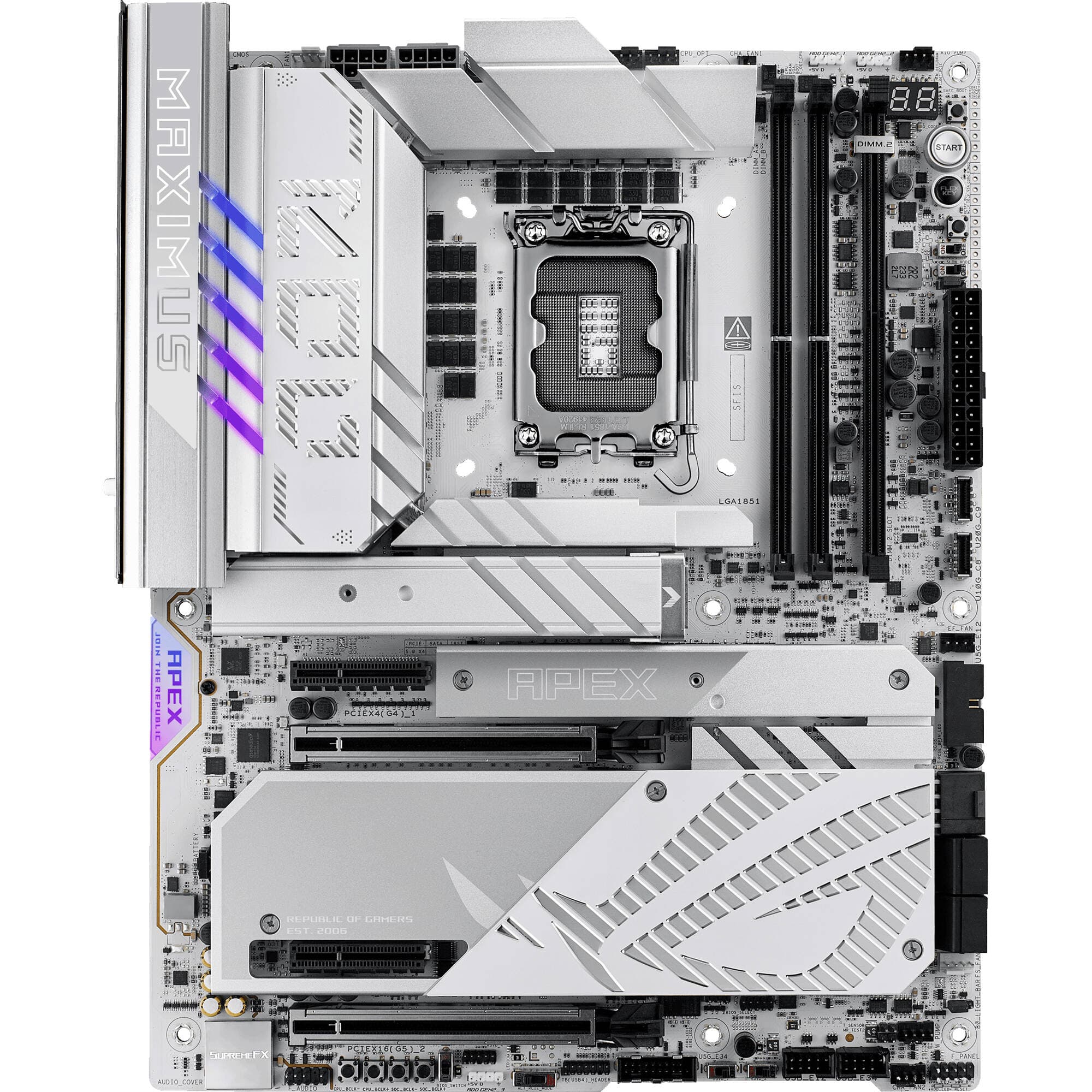 ASUS ROG MAXIMUS Z890 APEX ATX motherboard for Intel LGA 1851 with DDR5, WiFi 7, and 5G LAN