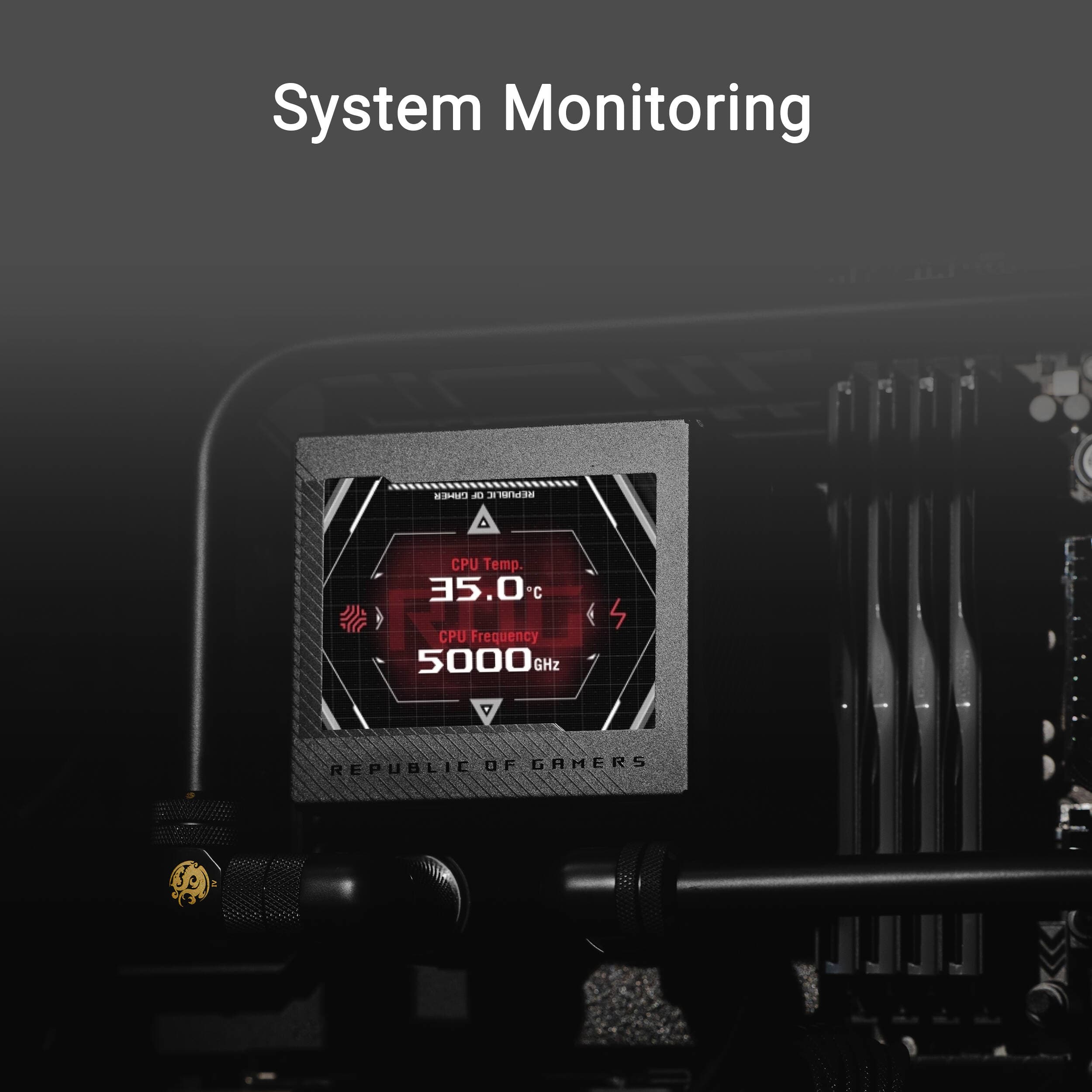 ASUS ROG RYUJIN III WB CPU water block with 3.5-inch LCD and black finish