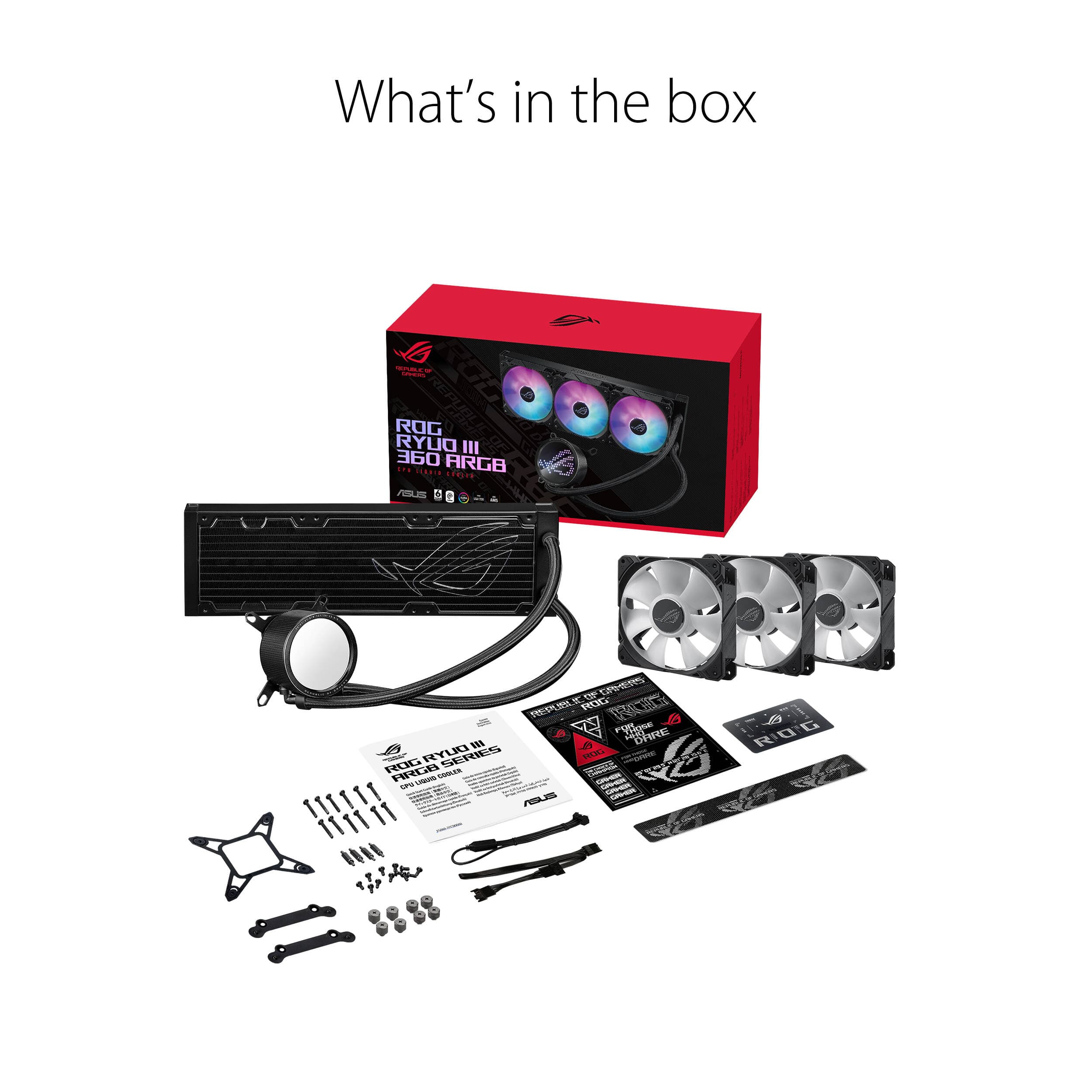 ASUS ROG Ryuo III 360 ARGB AIO CPU cooler with 360 mm radiator and LCD pump display