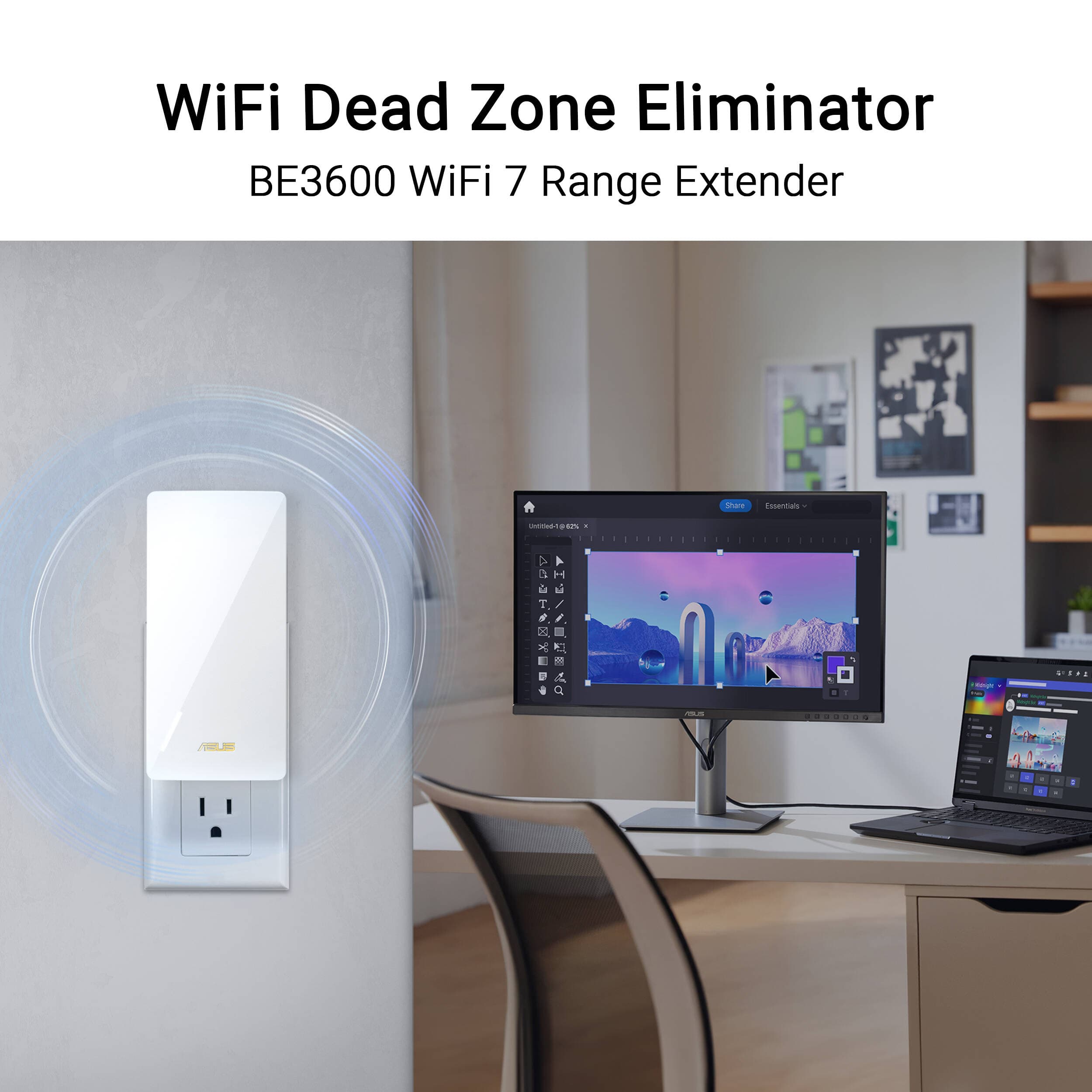 ASUS RP-BE58 BE3600 WiFi 7 range extender with AiMesh support