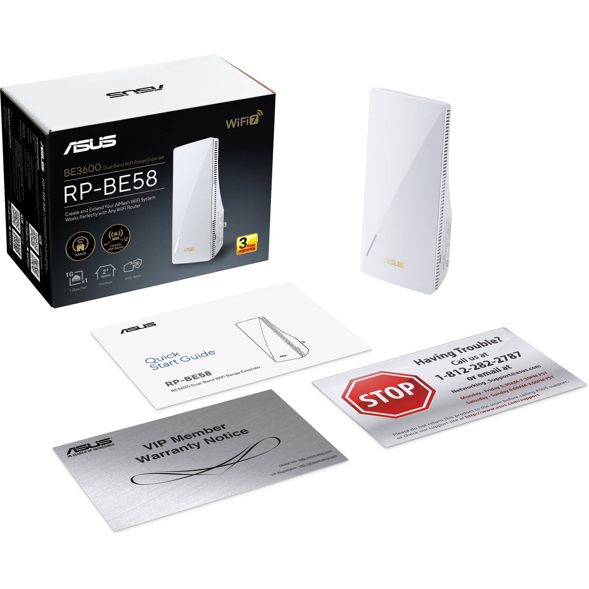 ASUS RP-BE58 BE3600 WiFi 7 range extender with AiMesh support