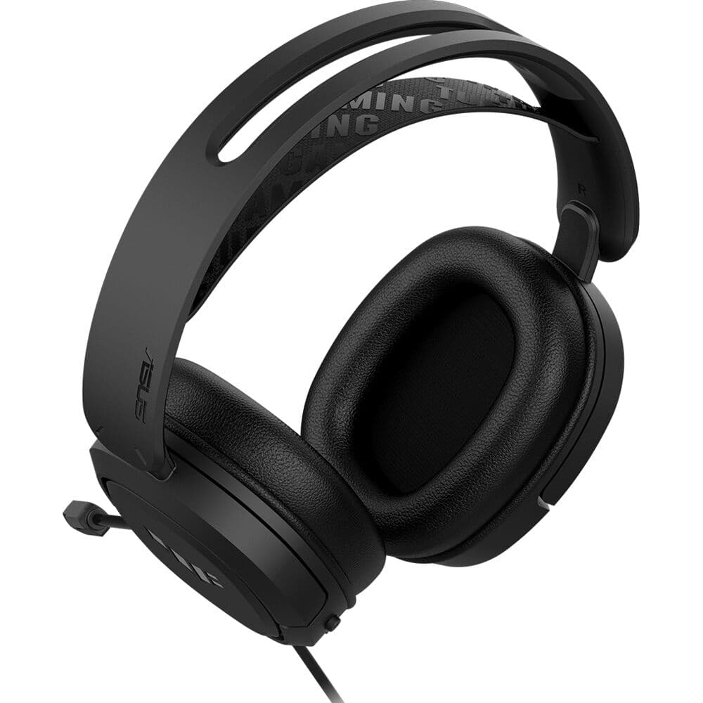 ASUS TUF Gaming H1 black wired gaming headset with over-ear cups and boom microphone