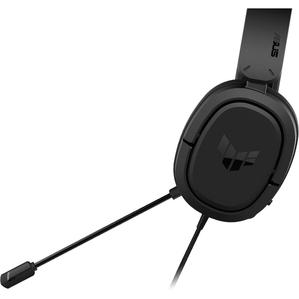 ASUS TUF Gaming H1 black wired gaming headset with over-ear cups and boom microphone