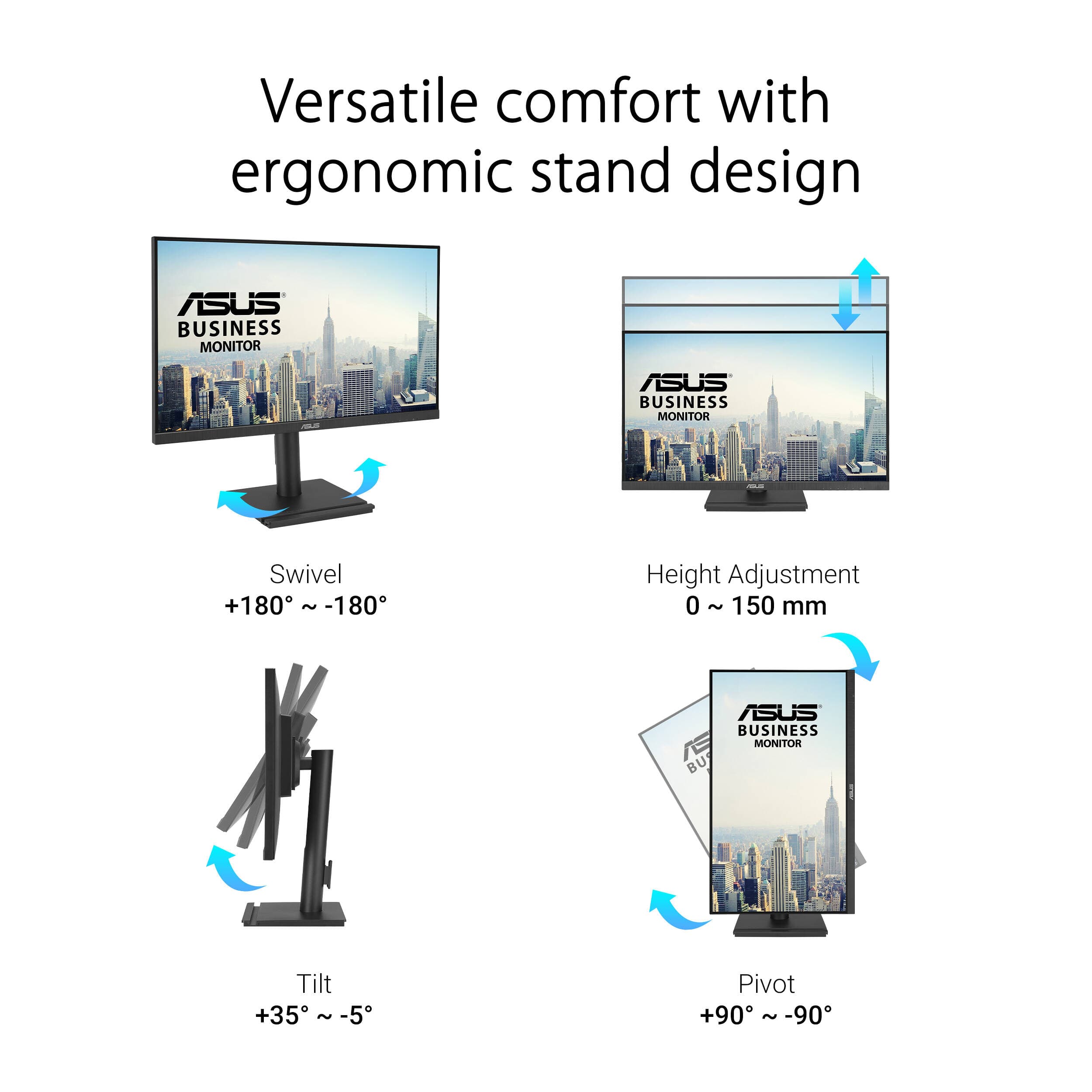 ASUS VA27DQFS 27-inch IPS Full HD monitor with ergonomic stand and VESA support