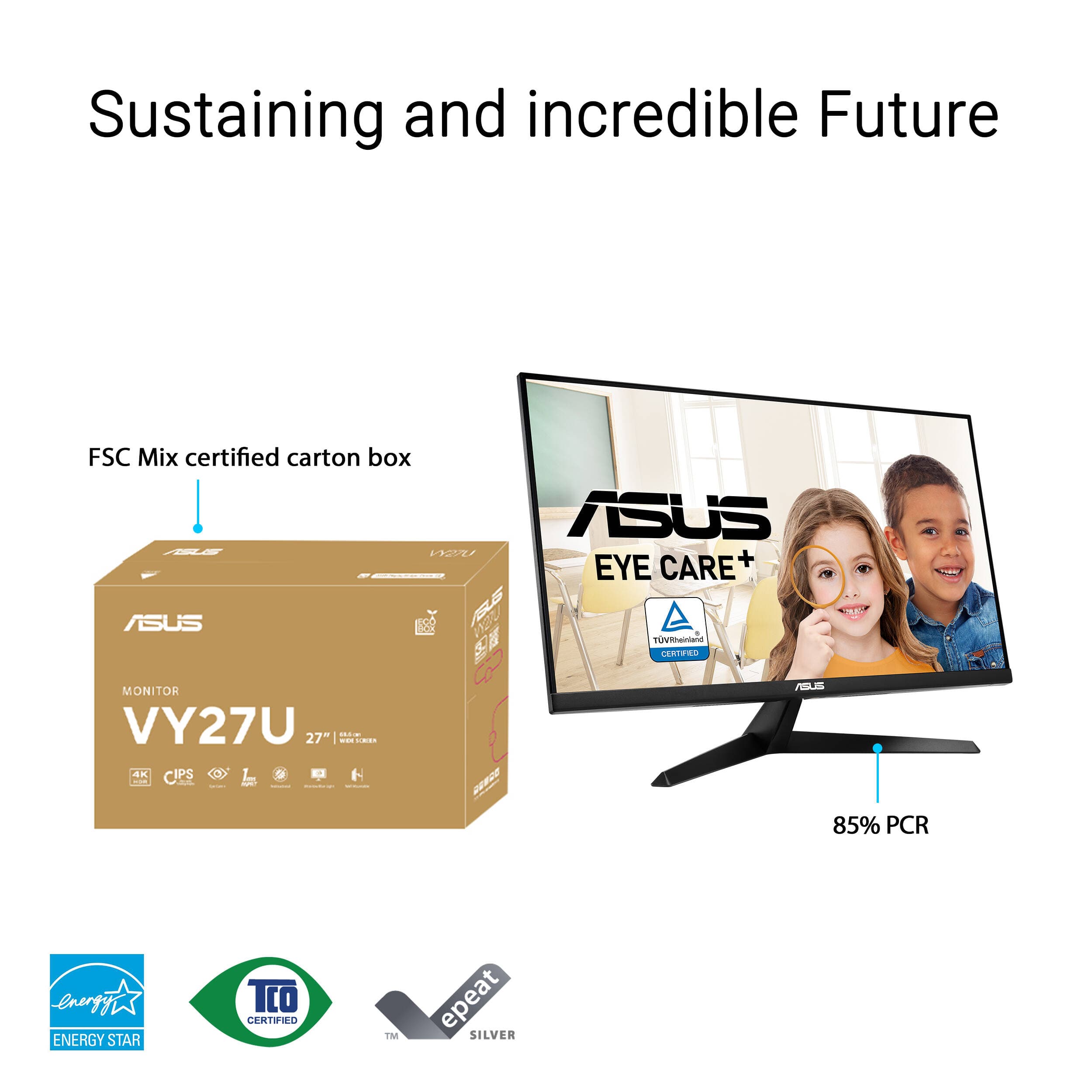 ASUS VY27UQ 27-inch 4K IPS monitor with HDR10, DisplayPort, and Eye Care Plus