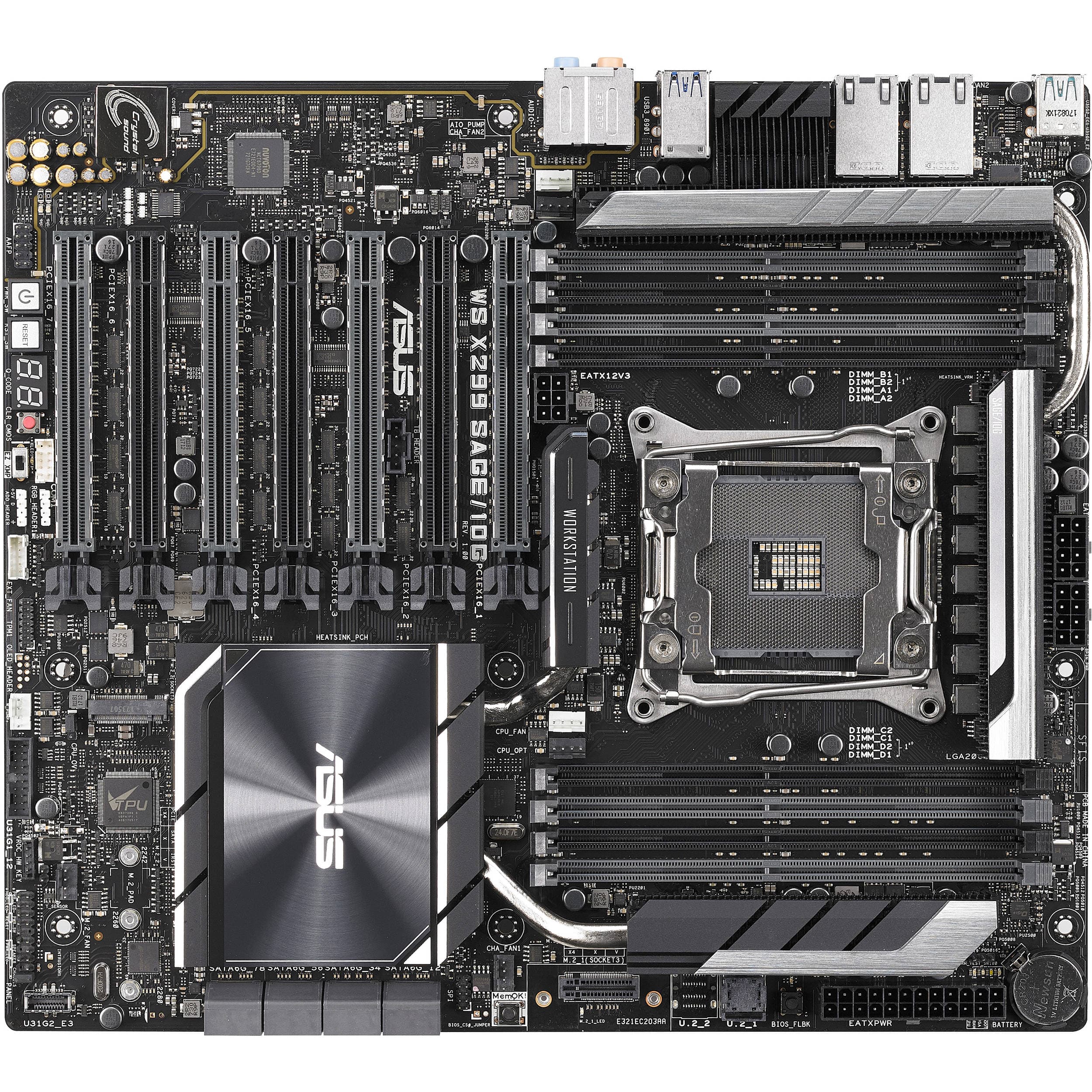 ASUS WS X299 SAGE 10G ATX workstation motherboard for LGA 2066 processors with multi-GPU support