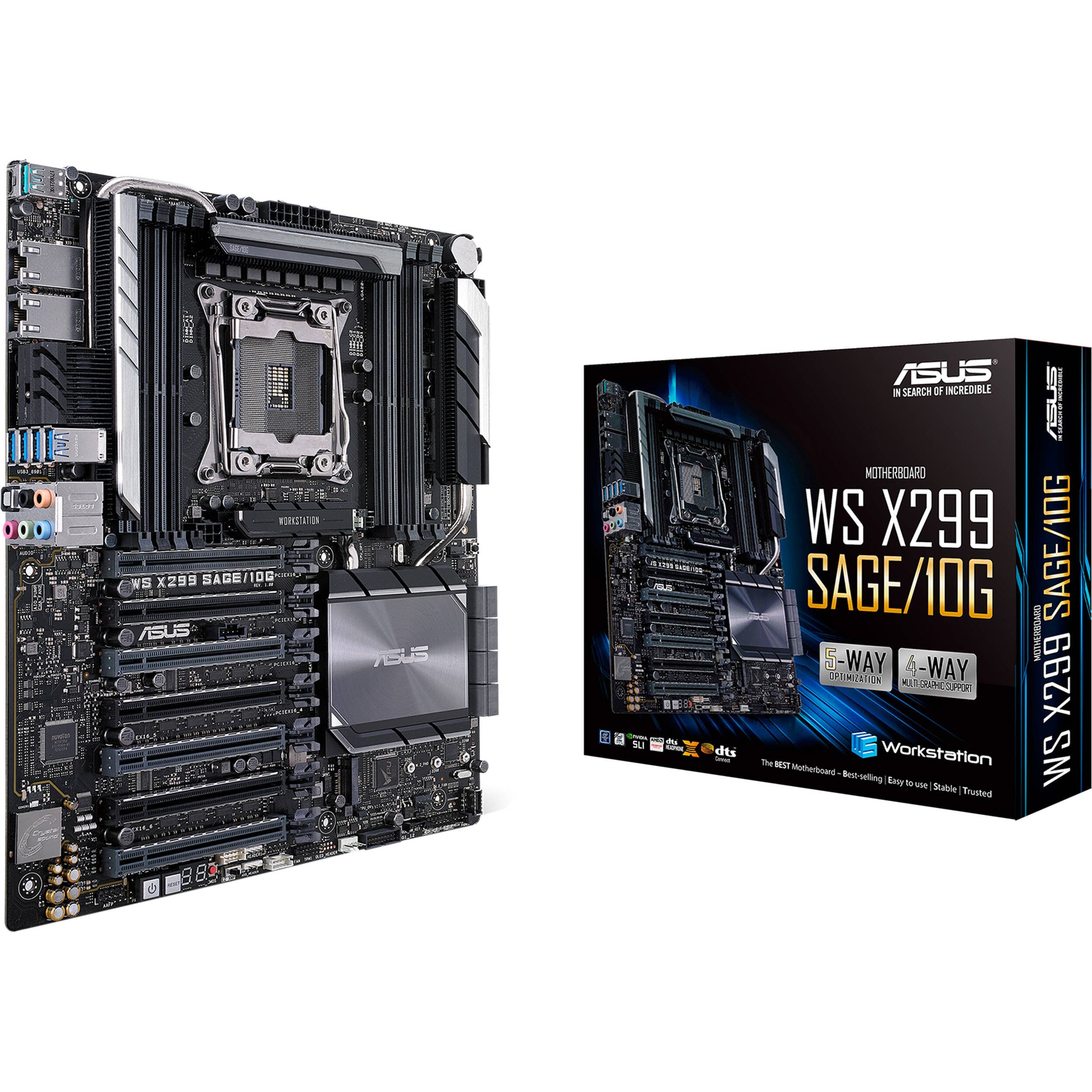 ASUS WS X299 SAGE 10G ATX workstation motherboard for LGA 2066 processors with multi-GPU support