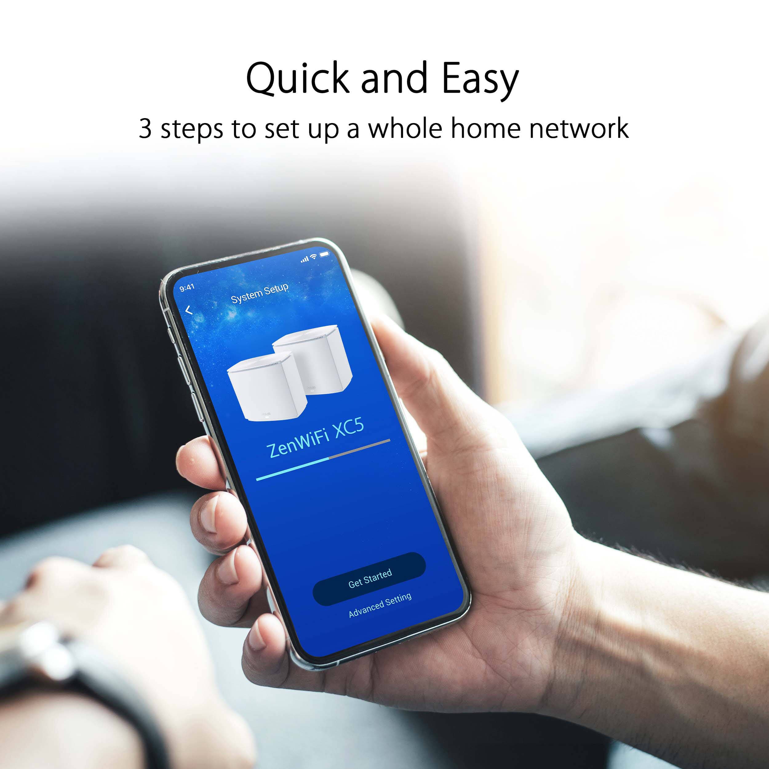 ASUS ZenWiFi AX Hybrid XC5 2-pack mesh Wi‑Fi 6 system with MoCA 2.5 for whole-home coverage