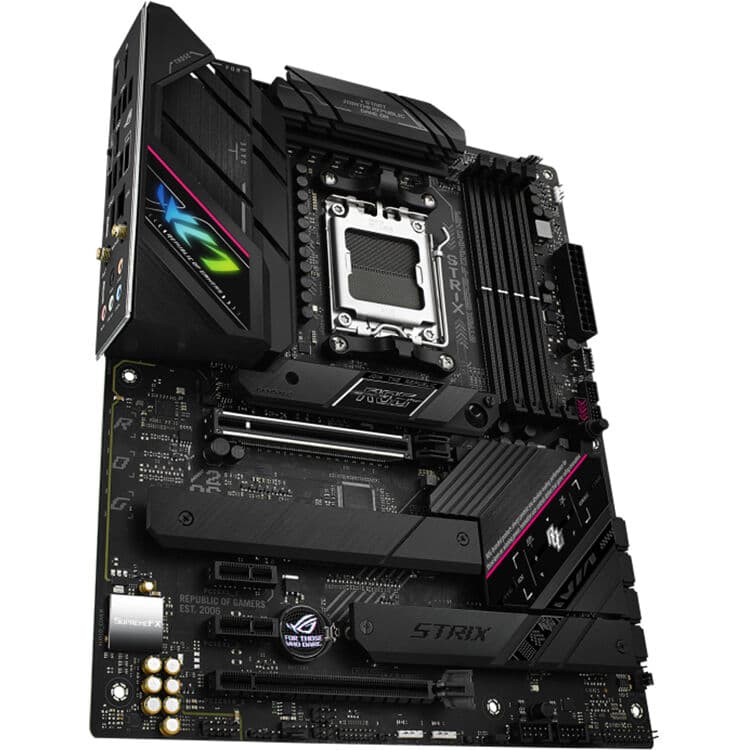 ASUS ROG STRIX B650E-F GAMING WIFI ATX motherboard for AMD AM5 builds with PCIe 5.0 and Wi‑Fi 6E