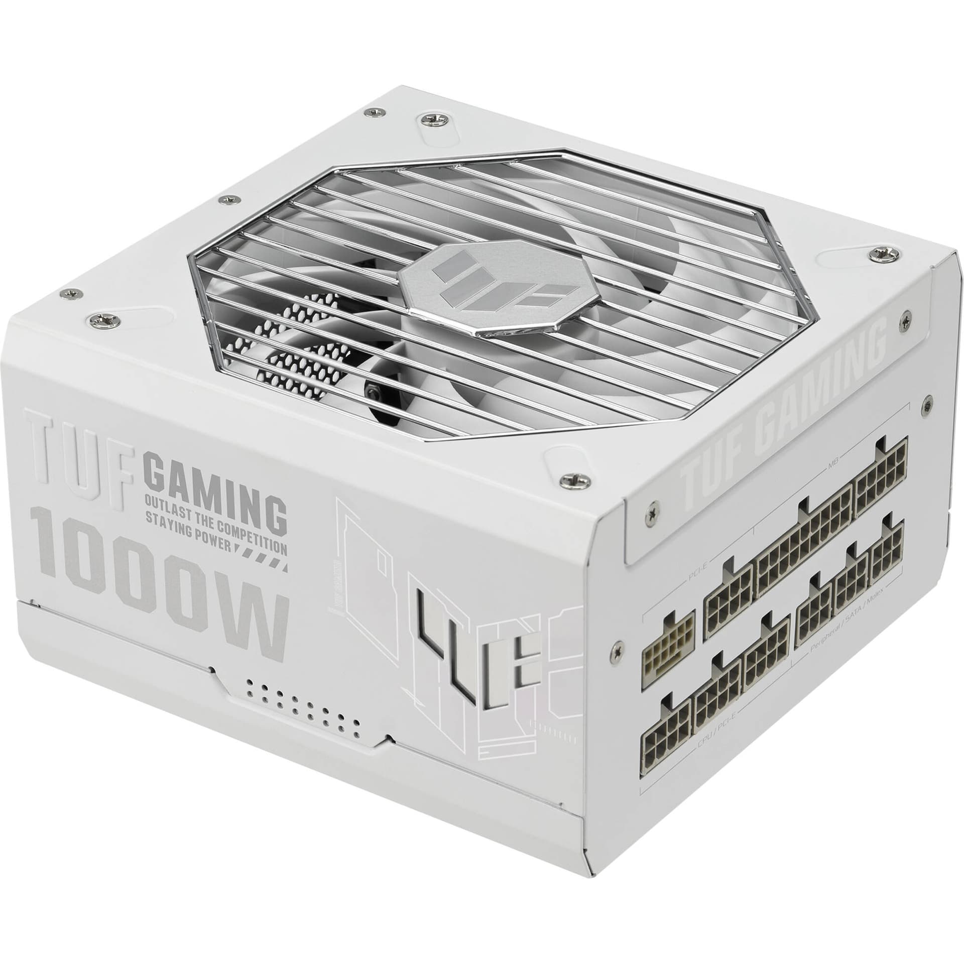 ASUS TUF Gaming 1000W Gold White power supply in white finish for high-performance PC builds